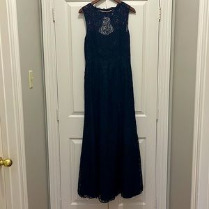 Navy lace full length gown